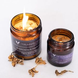 Gardenia Garden Organic Beeswax Candle 9 oz / Transcend Cosmetics